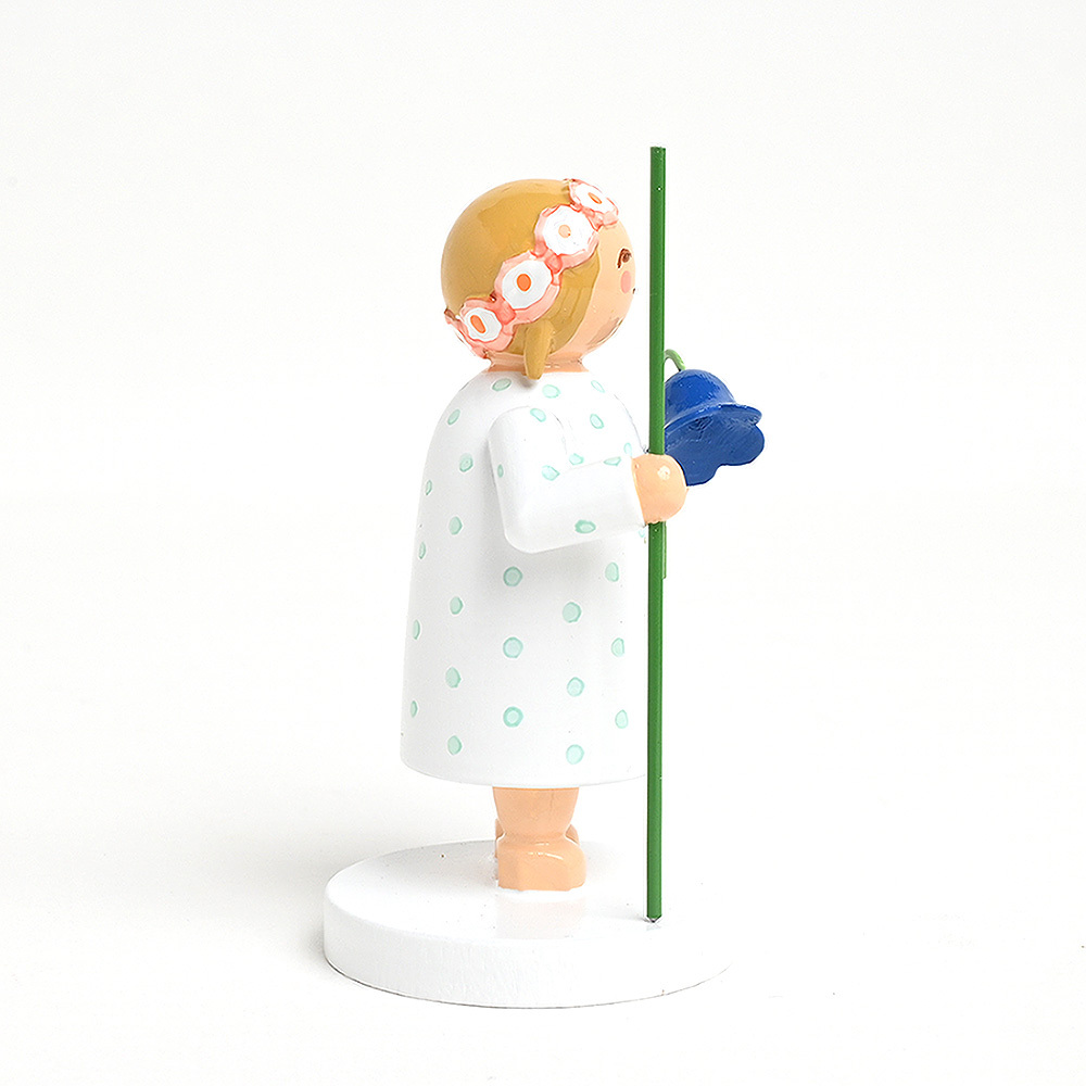 木製人形　ブロッサムキンダー 緑ドットの女の子と数字セット