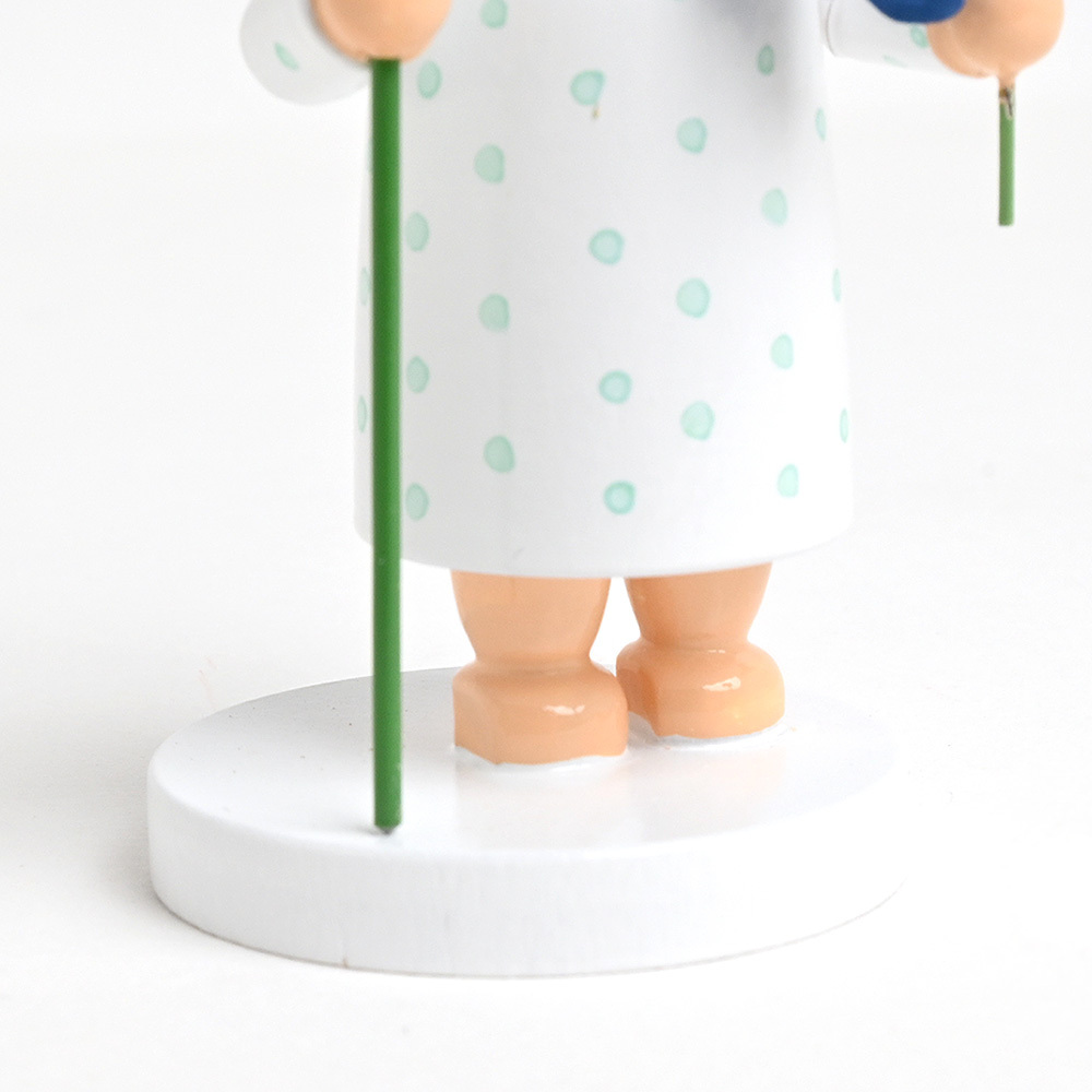 木製人形　ブロッサムキンダー 緑ドットの女の子と数字セット