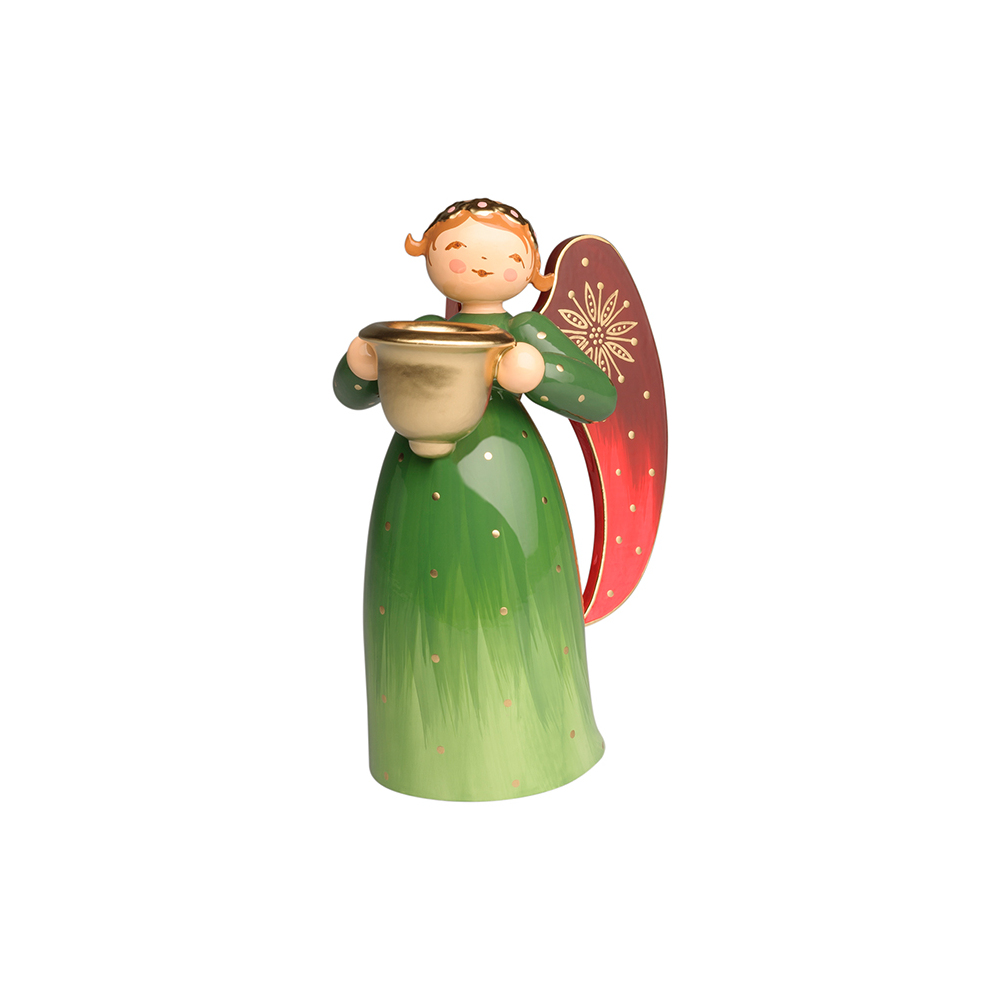 木製人形　グラデーションドレスの天使 グリーン　キャンドルホルダー