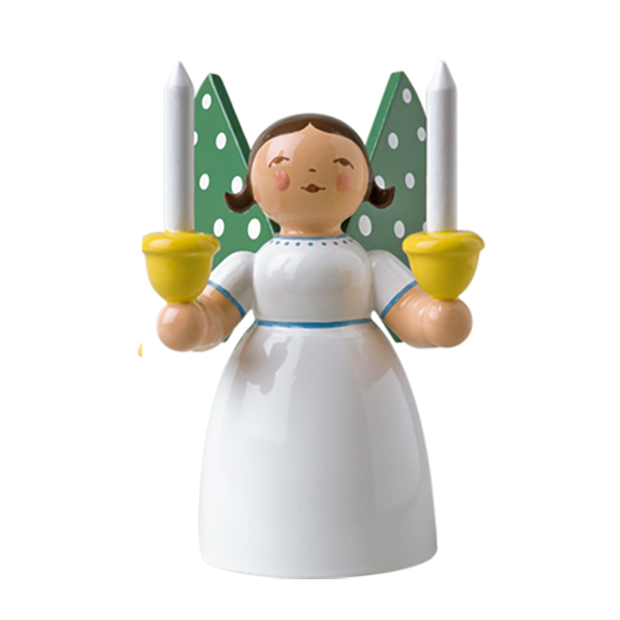 木製人形　キャンドルを持つイレブンドットの天使