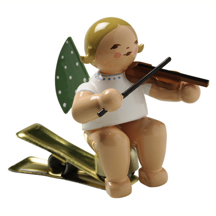 木製人形　天使のオーケストラ　クリップ　バイオリン