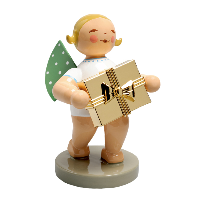 木製人形　ゴールドエディション 贈り物を持つ天使